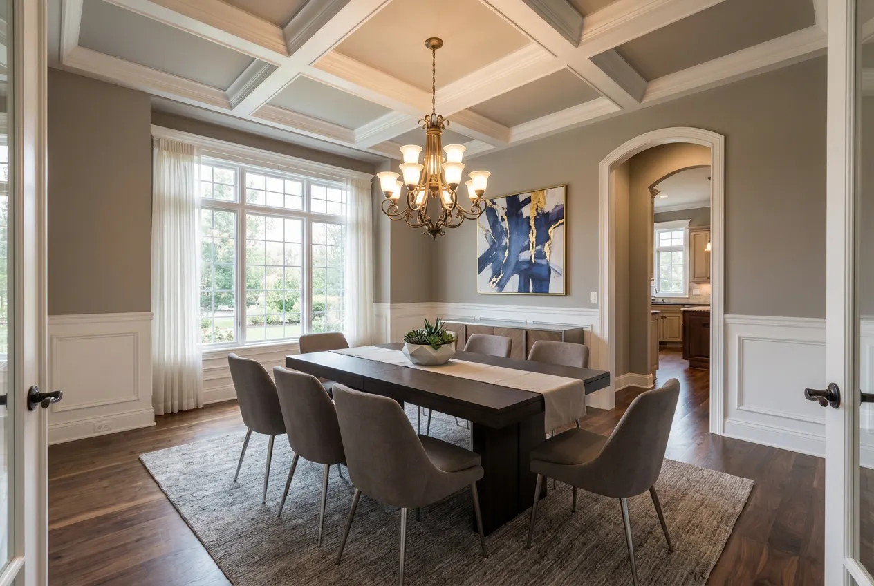 Contemporary staged room used in virtual staging review