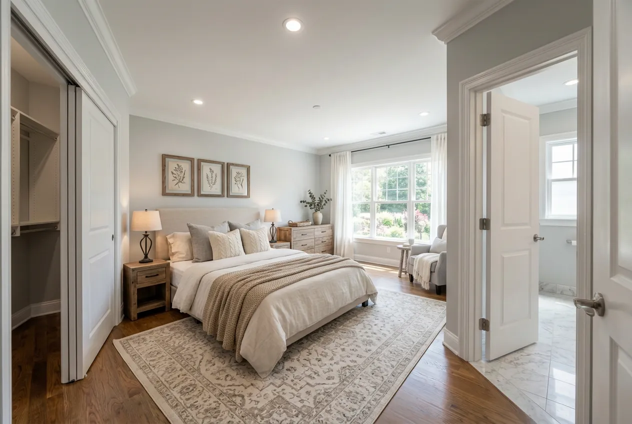 Modern farmhouse staged room for virtual staging pricing guide